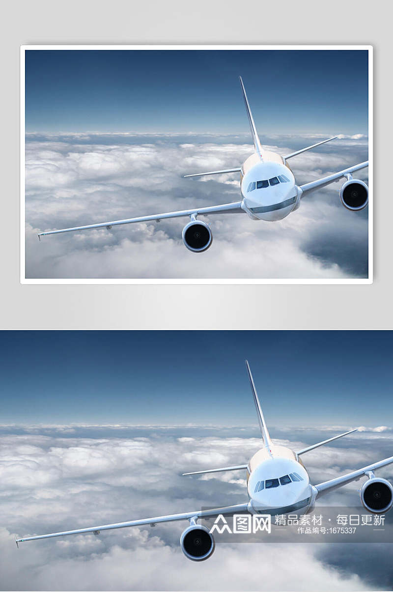 云层之上客运客机民航飞机图片素材