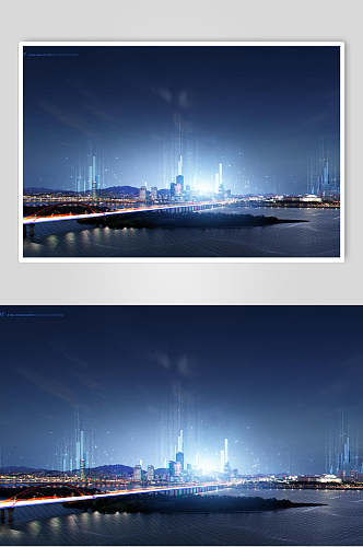 蓝色城市夜景海报设计