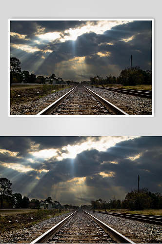 铁路乌云风景高清图片