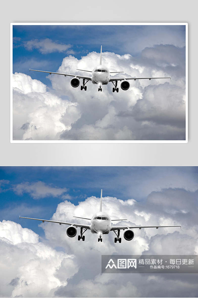 唯美客运客机民航飞机白云图片素材