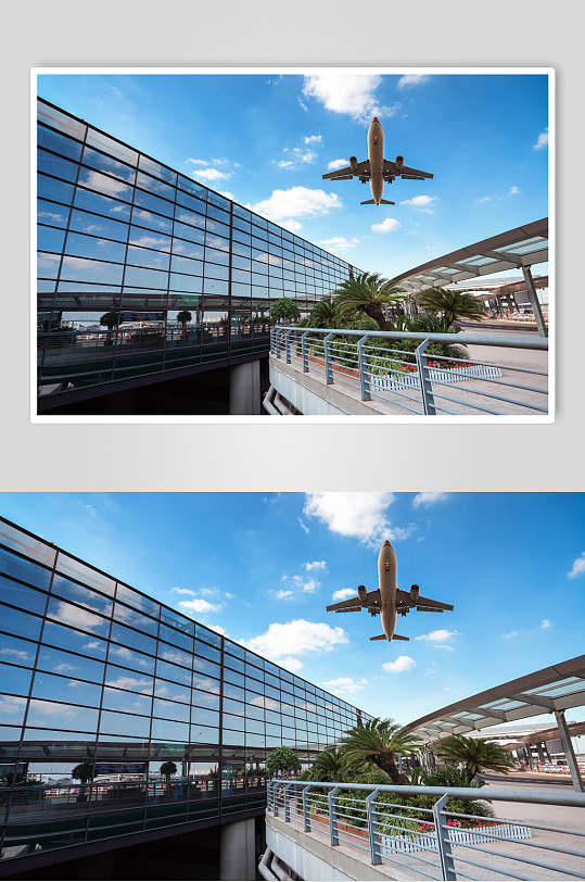 机场外客运客机民航飞机摄影图
