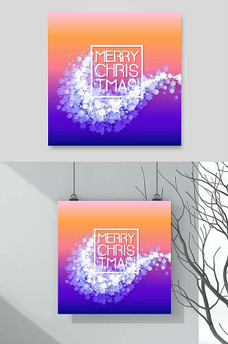 唯美紫色圣诞节雪花海报背景素材
