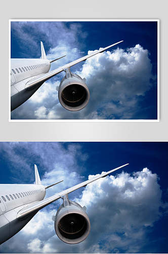 蓝天白云客机民航飞机摄影图