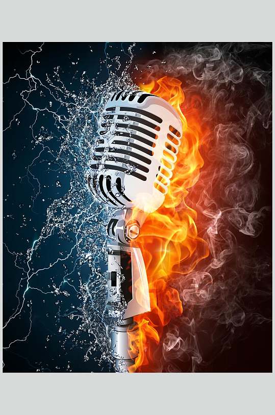 拼接烟雾时尚麦克风高清图片