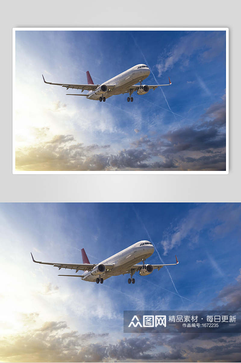 客运民航飞机高清天空摄影图素材