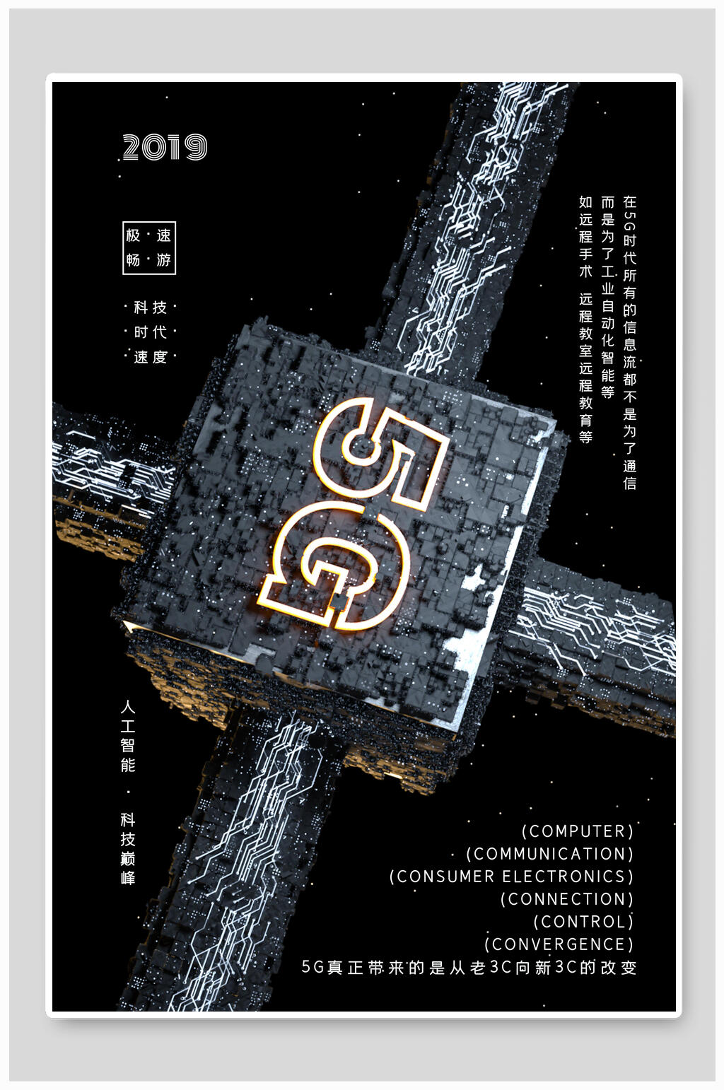复古风5G科技海报素材