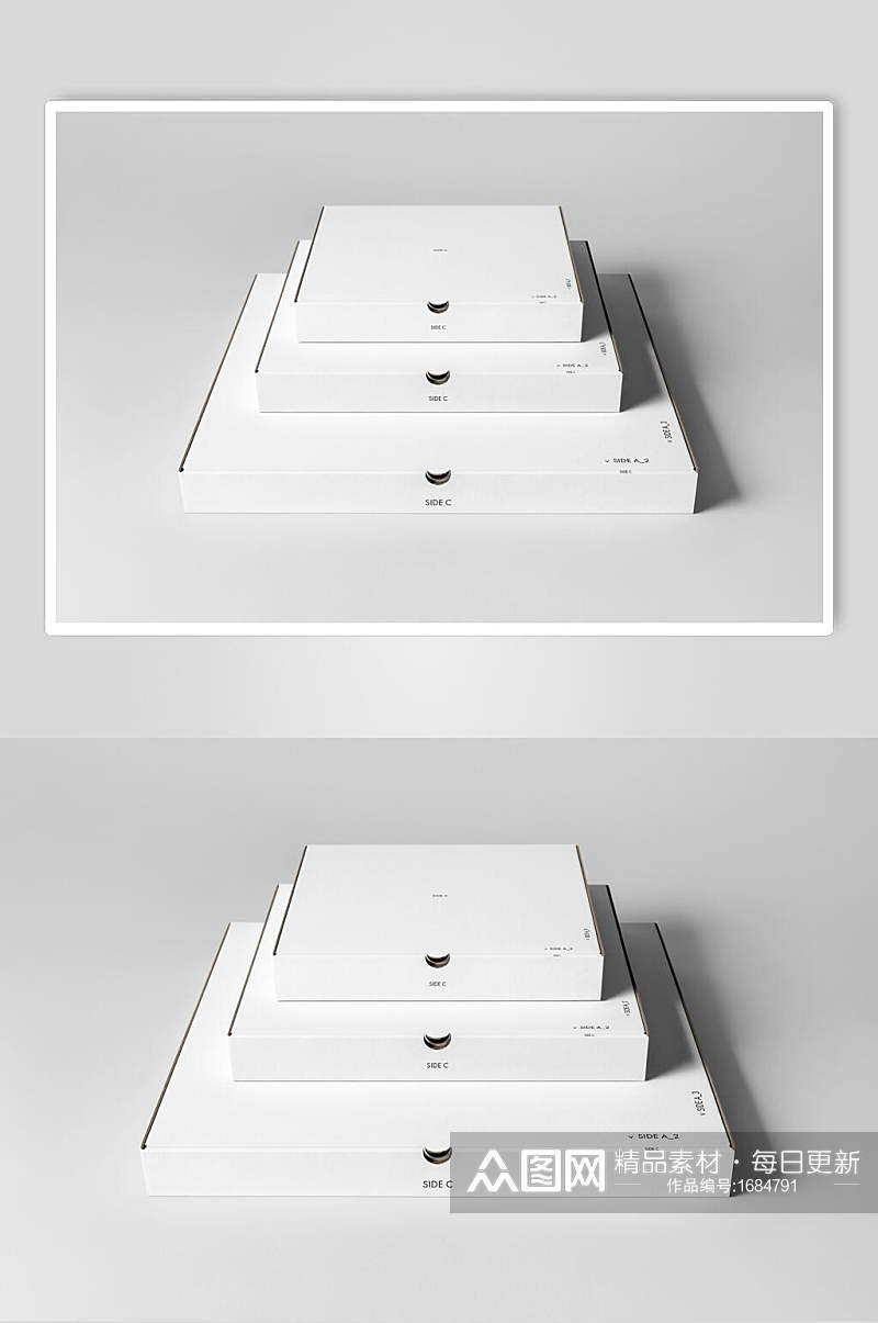 空白极简披萨包装盒纸盒样机效果图素材