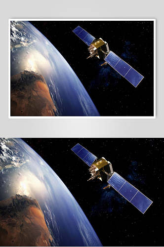 空间站航天科技人造卫星环绕星球图片