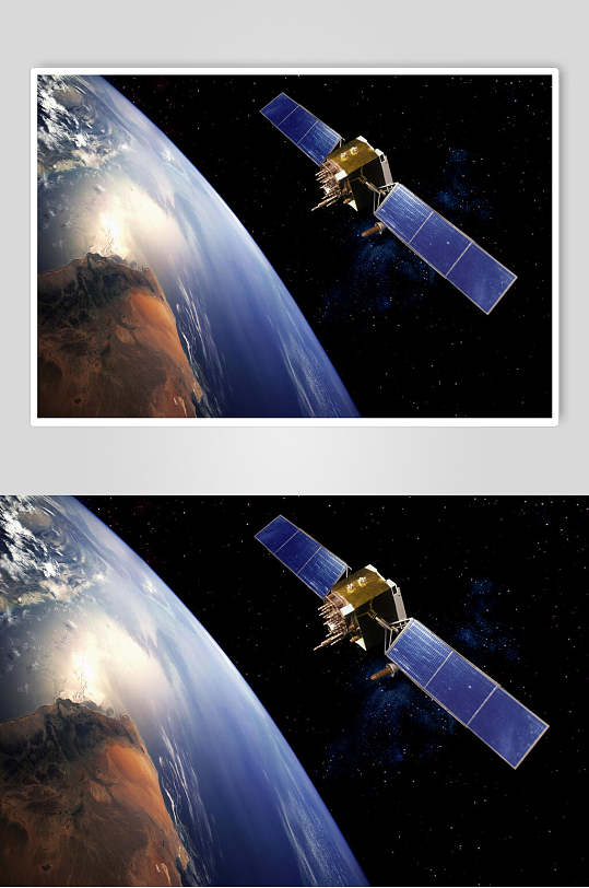 空间站航天科技人造卫星环绕星球图片