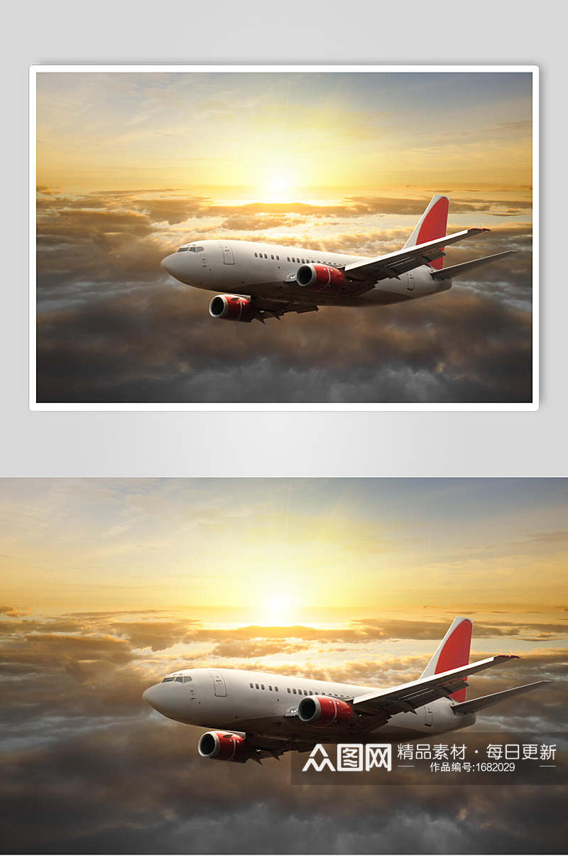 客运客机民航飞机云层之上的飞机摄影图素材
