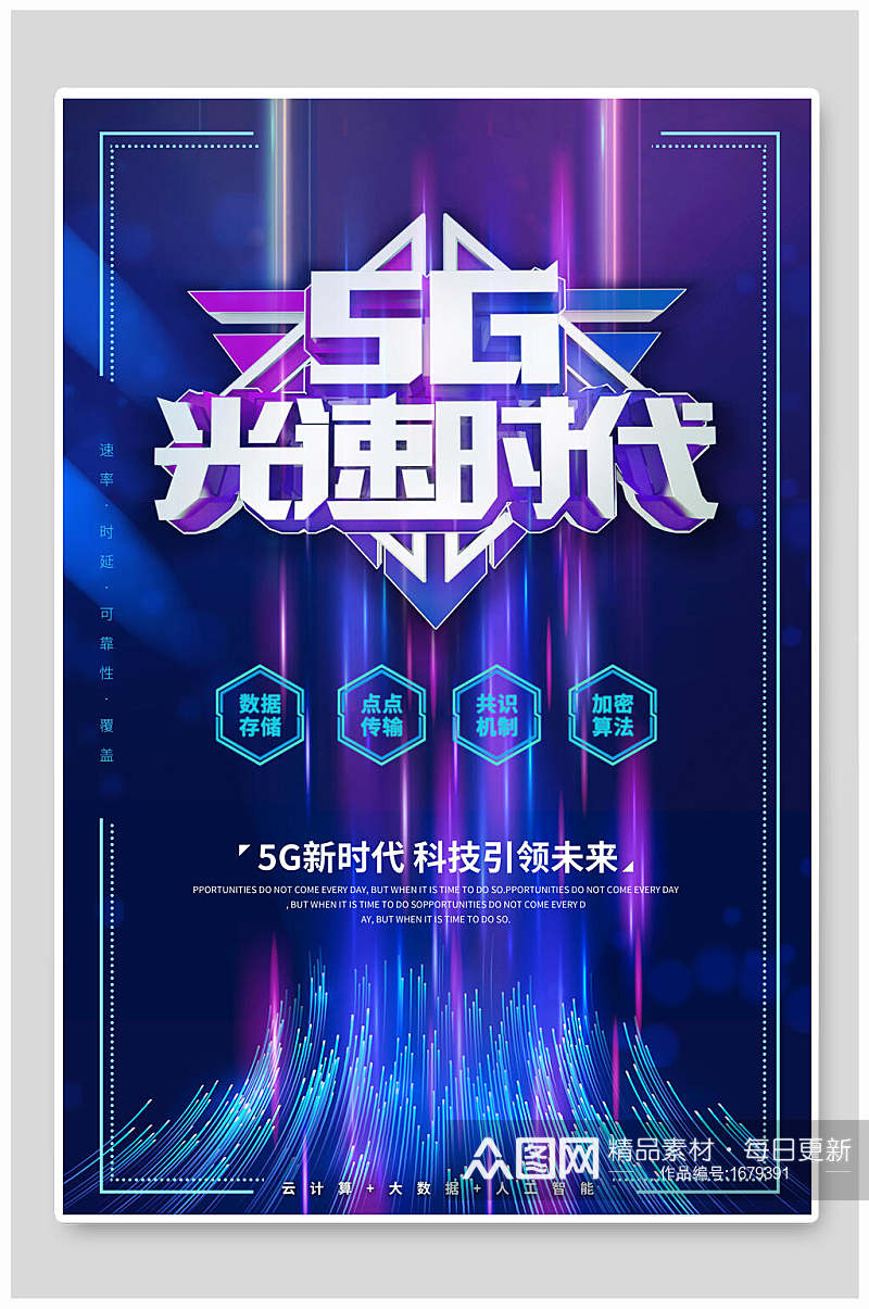 炫彩时尚5G光速时代科技海报素材