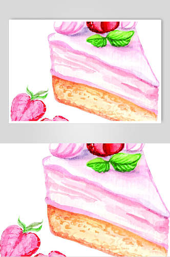 点心西点草莓蛋糕矢量插画元素素材