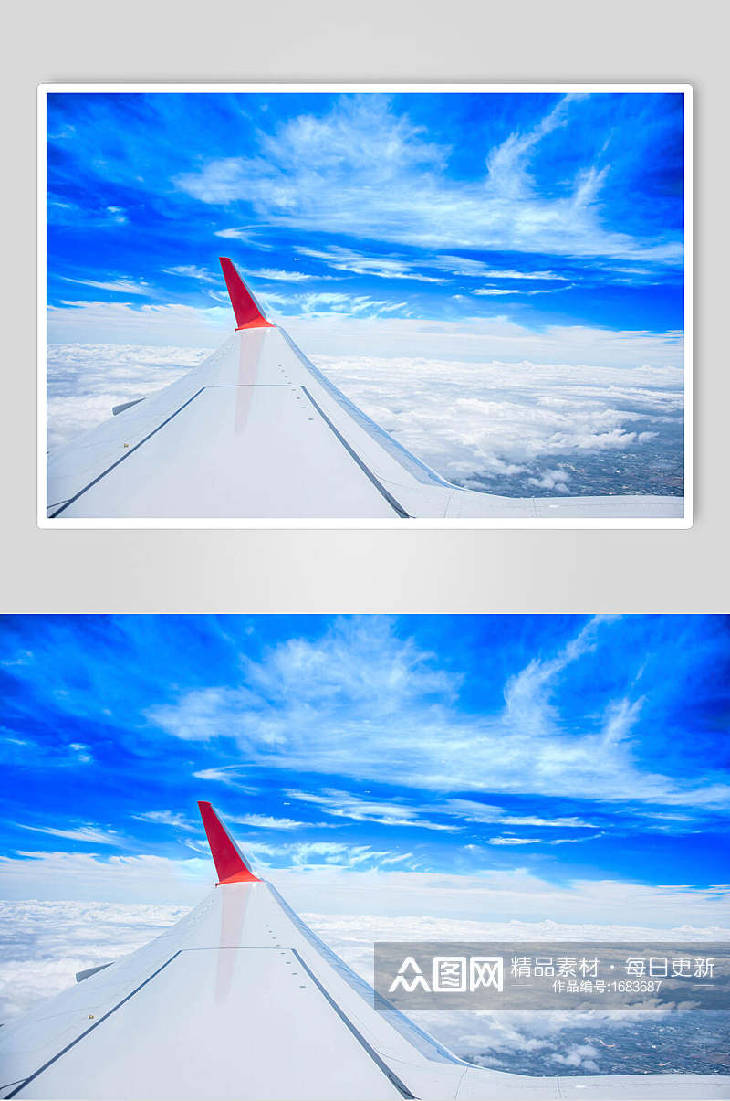 蓝色机翼客运客机民航飞机图片素材
