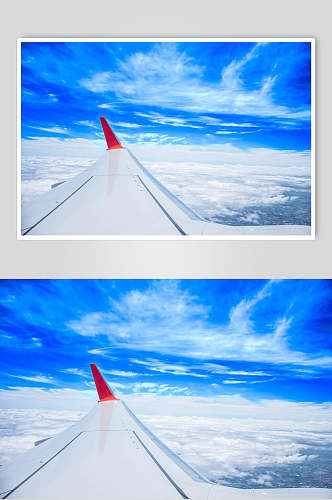 蓝色机翼客运客机民航飞机图片