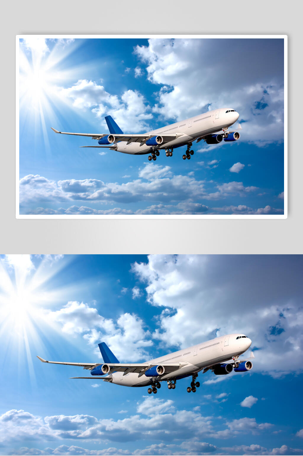 蓝天白云客运客机民航飞机高清图片