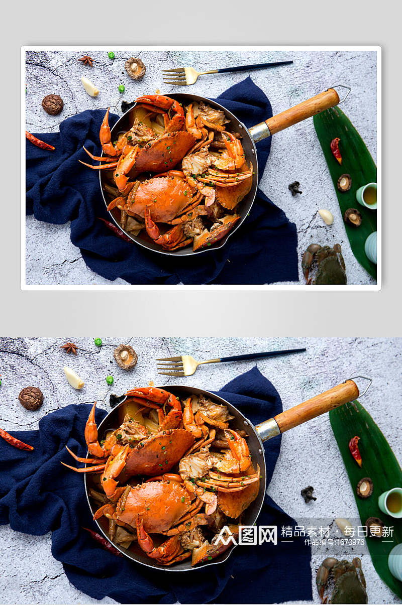 干锅香锅大闸蟹海鲜食品图片素材