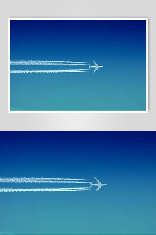 飞机尾气民航航班风景摄影图