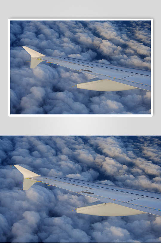 云层客运客机民航飞机机翼高清图片