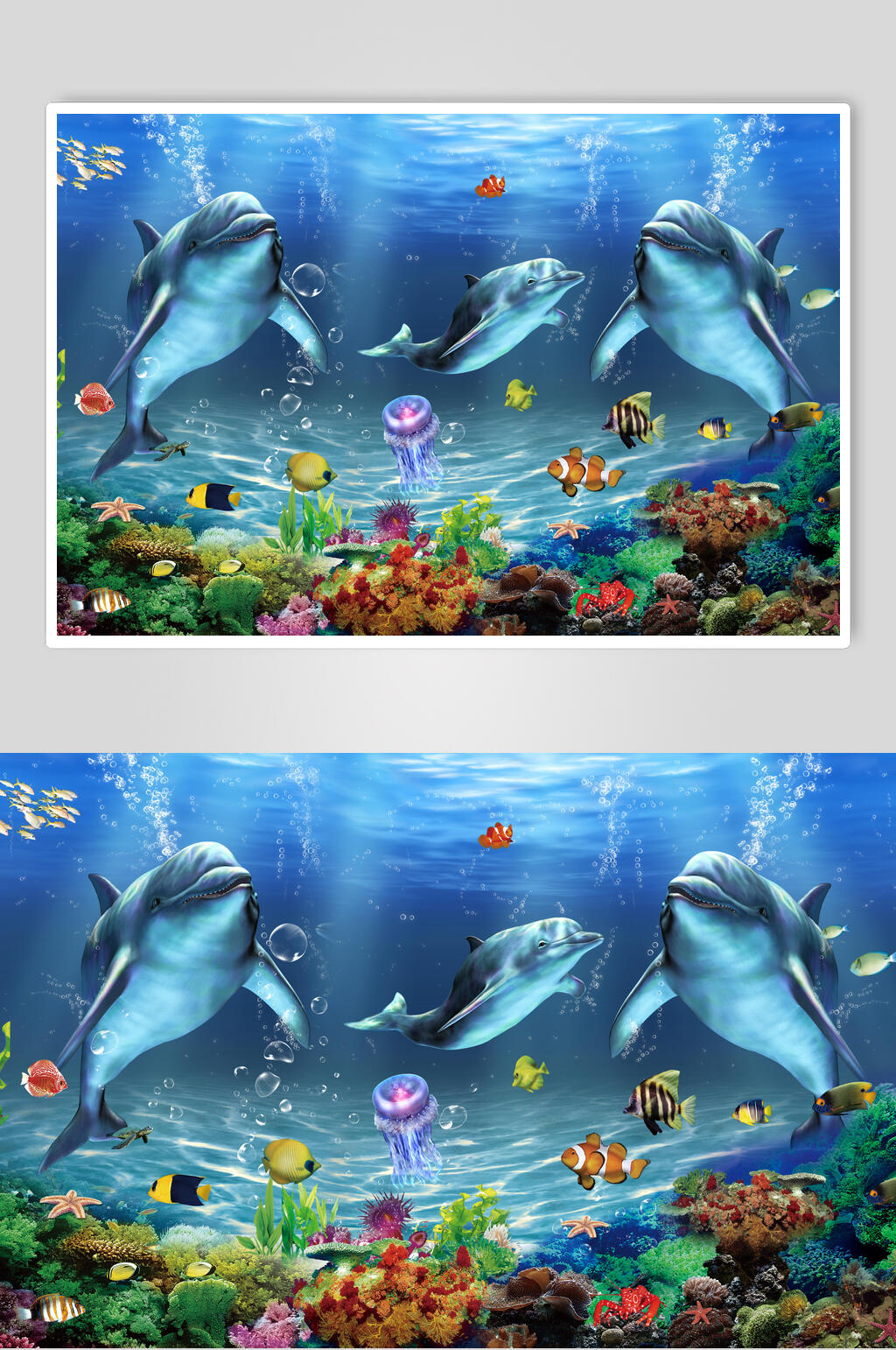 鲸鱼海洋世界海底世界D立体图海报素材