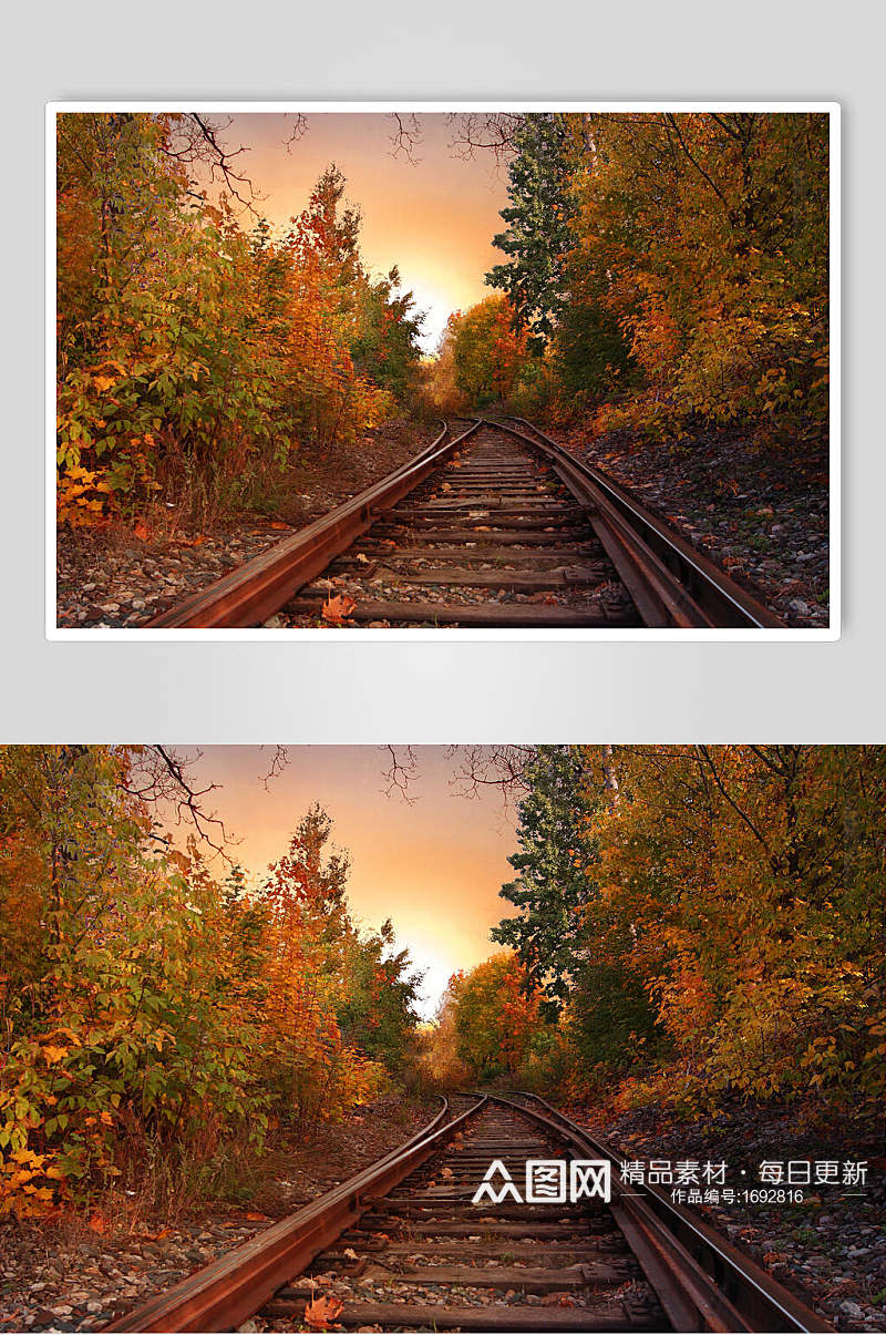 秋季铁路风景高清图片素材