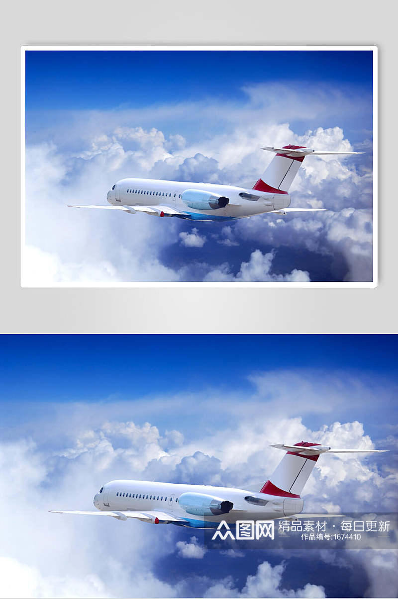 白色简约客运客机民航飞机摄影图素材
