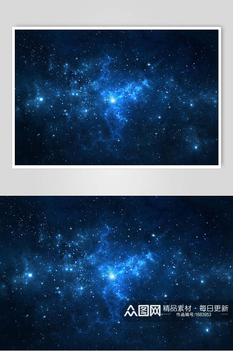 夜间星空银河系蓝色图片素材
