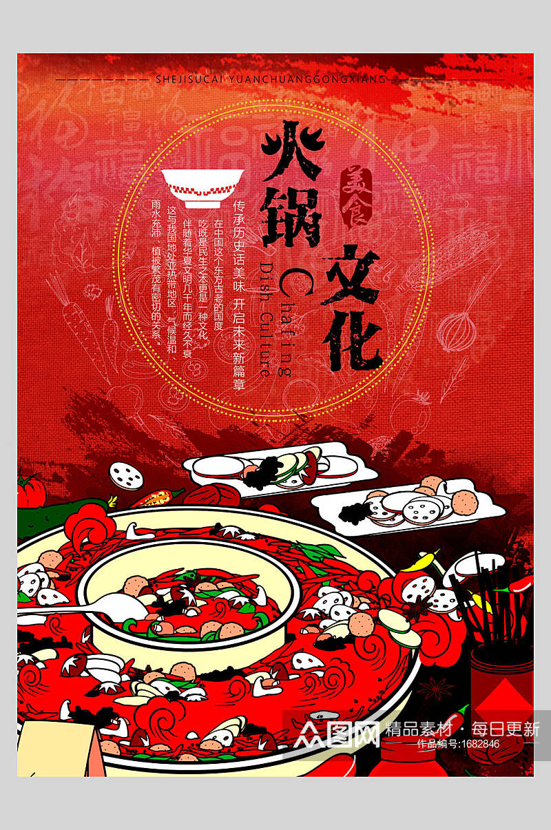 手绘火锅文化海报设计素材