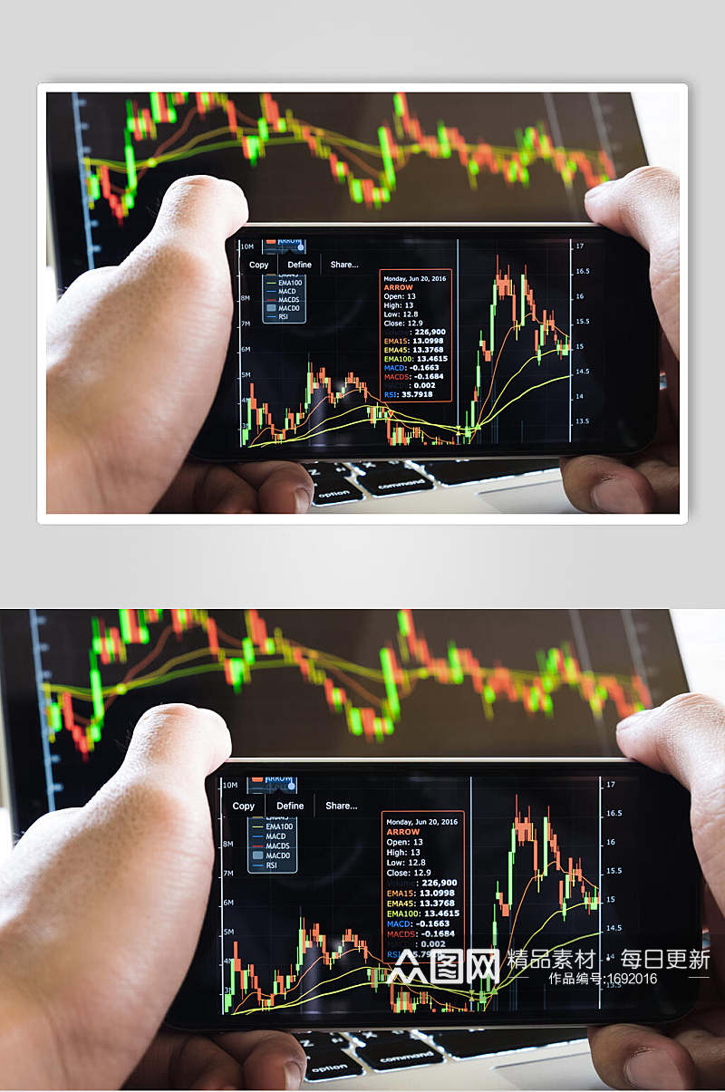 股票期货走势图手机拍照图片素材