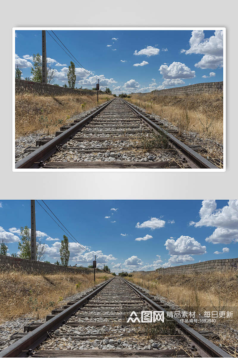 老旧废弃铁路风景高清图片素材