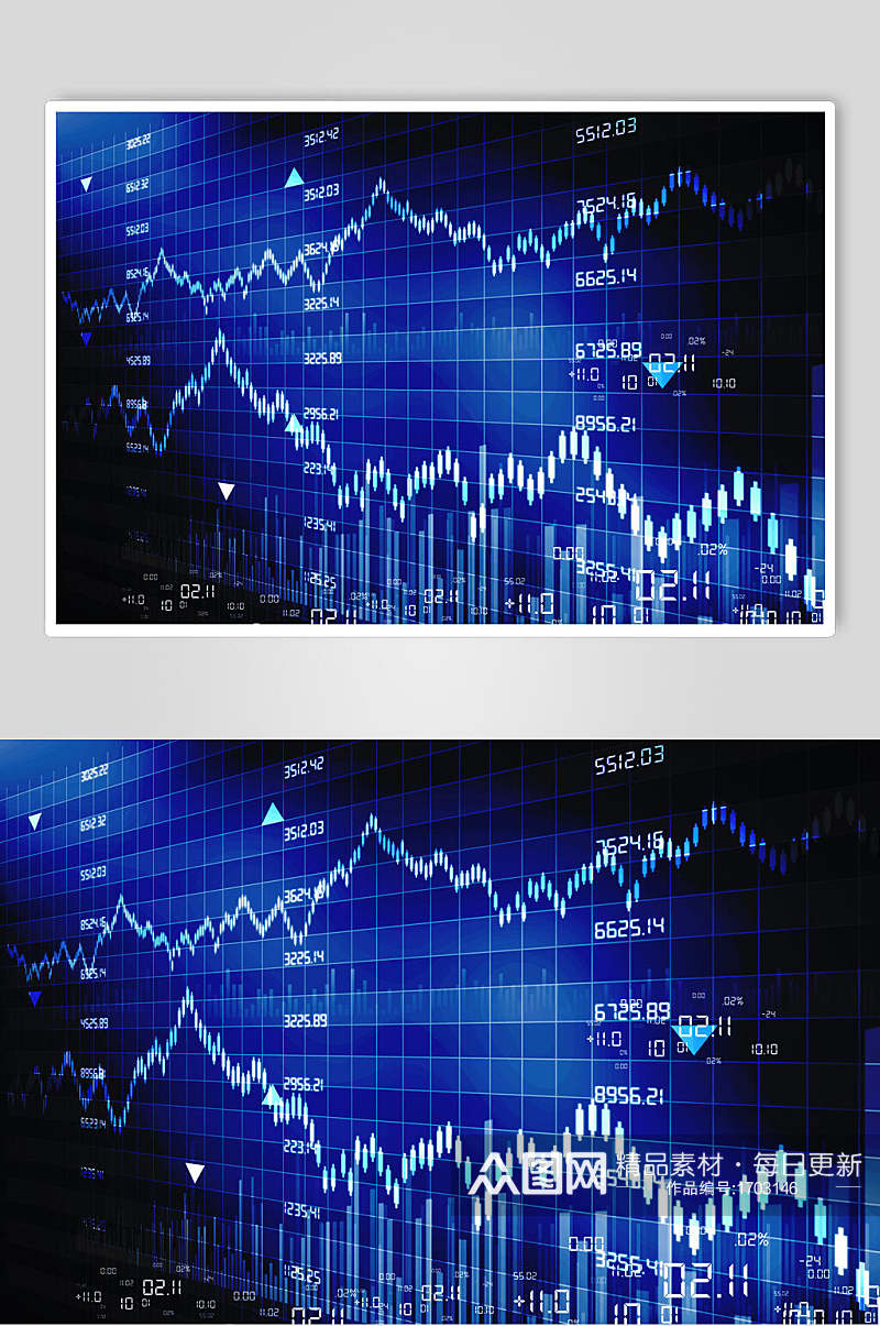 蓝色股票期货走势图高清图片素材