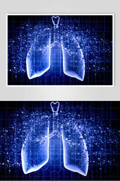 蓝色心脏肺部人体器官图片