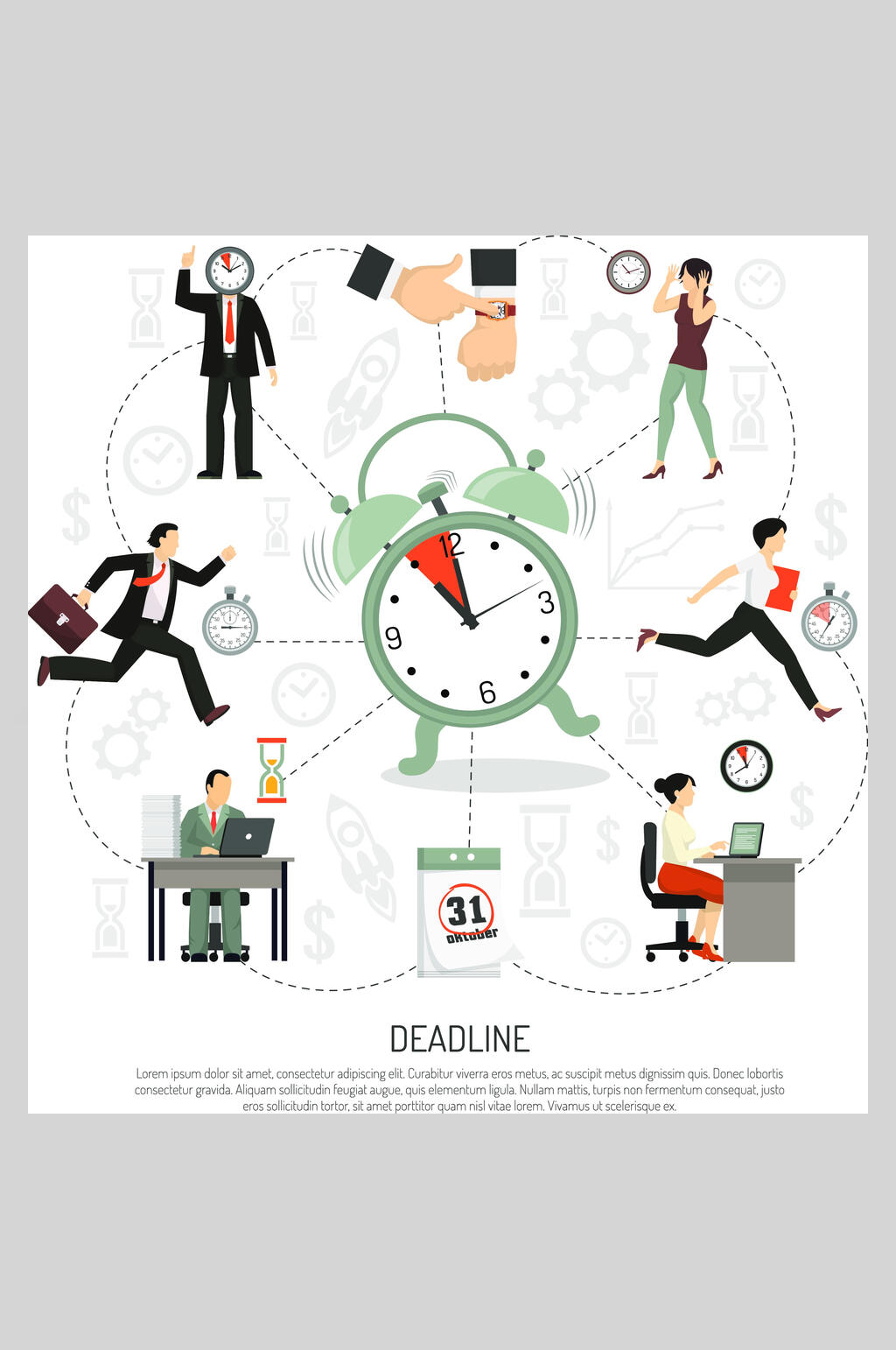 时间安排工作流程商务扁平化插画