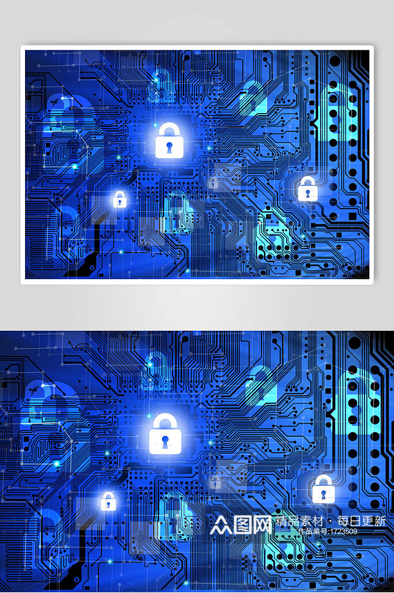 蓝色商务科技感触控纸纹解锁密码素材