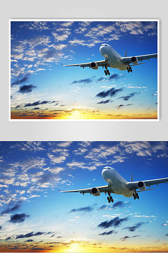 蔚蓝天空客运客机民航飞机高清摄影图片