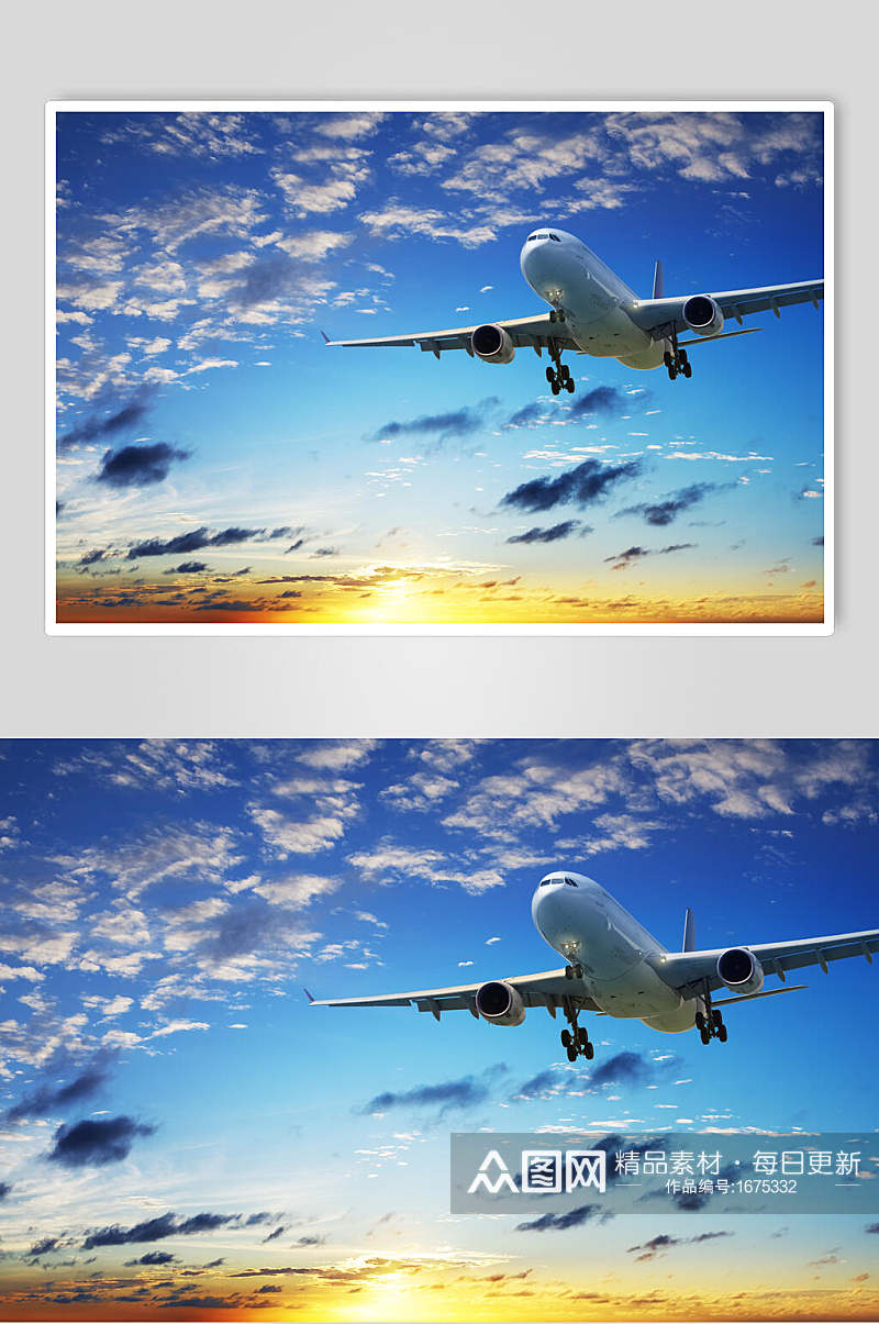 蔚蓝天空客运客机民航飞机高清摄影图片素材