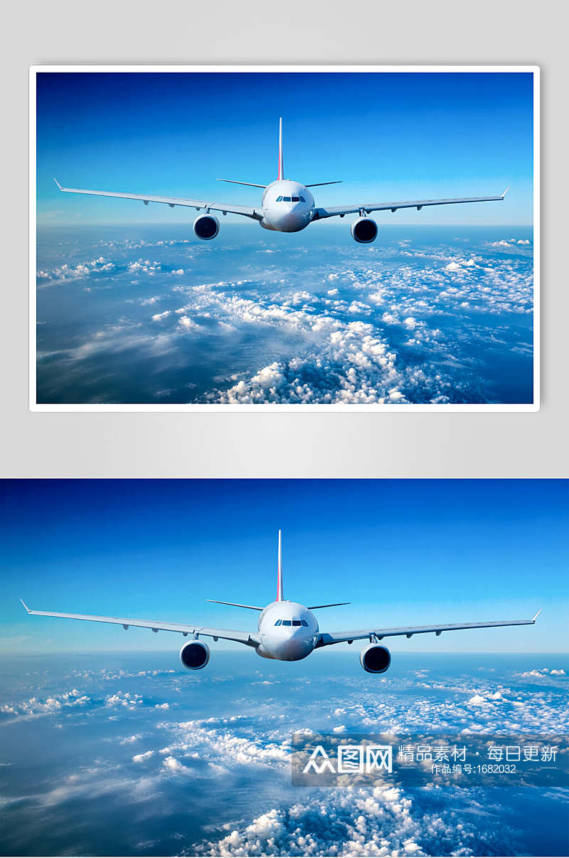 客运客机民航飞机平稳飞行的飞机摄影图素材
