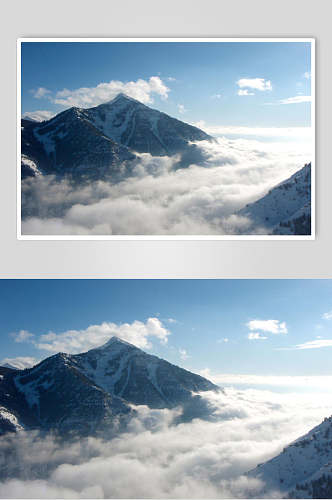 晴天天空山峦摄影图