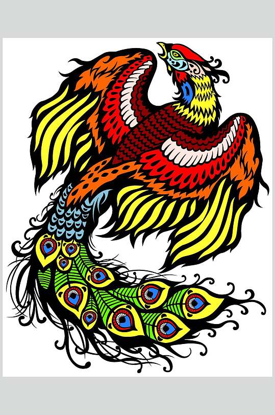 创意浴火重生凤凰元素素材