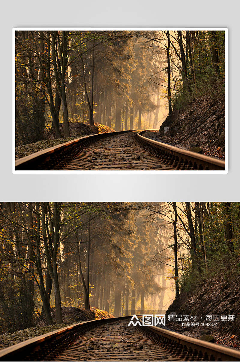弯道铁路风景高清图片素材