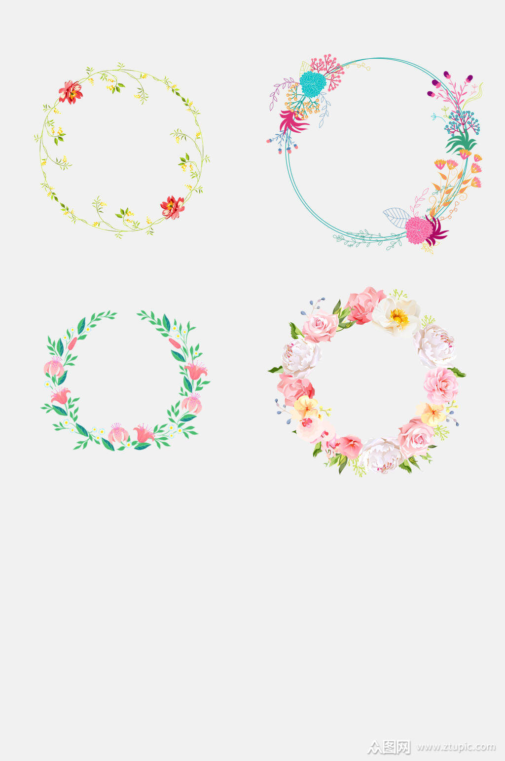 小清新花环免抠元素素材
