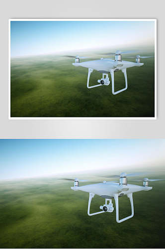 绿色草地无人机空中飞行图片