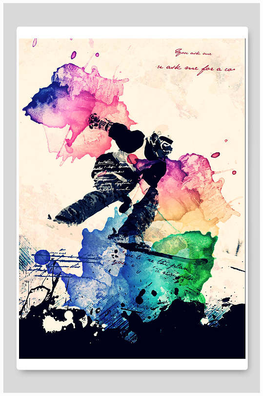 水彩创意国外海报-众图网