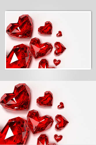 红色爱心钻石钻戒饰品高清图片