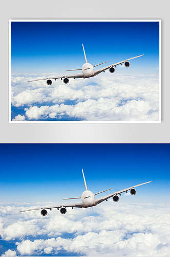 大气云层客机民航飞机摄影图