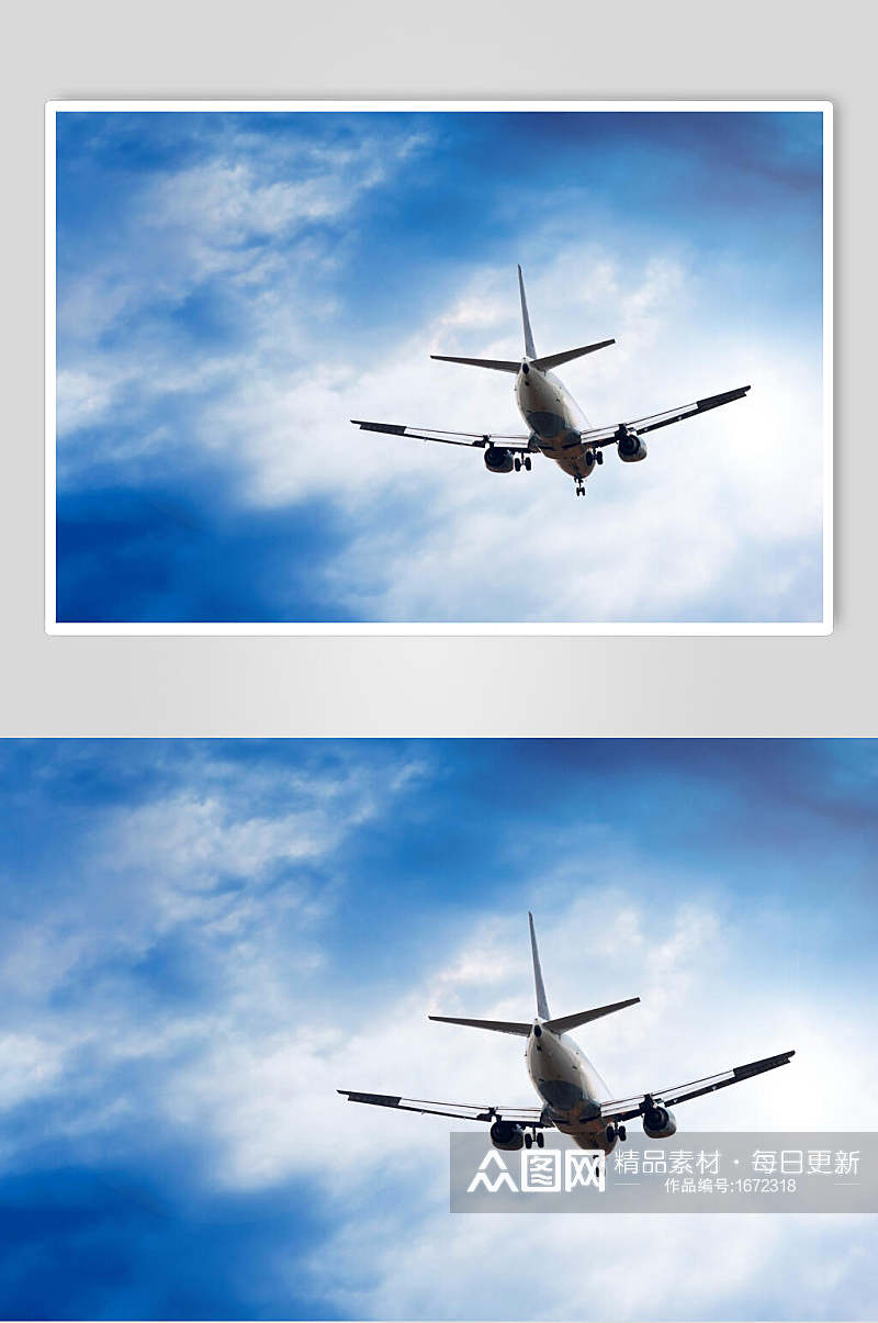 唯美蓝天中国航空飞机蓝天摄影图素材