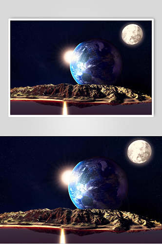 太空星球地球和月球外太空