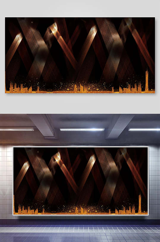 金色灯珠高端企业年会会议背景素材-众图网