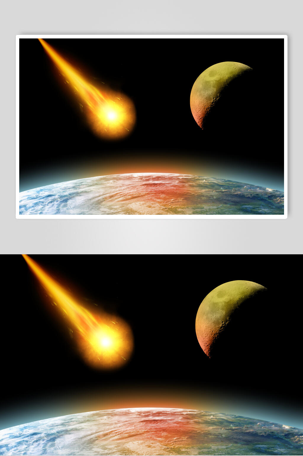地球月亮流星星空图片素材