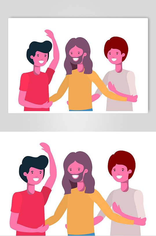 友好相处动画人物插画