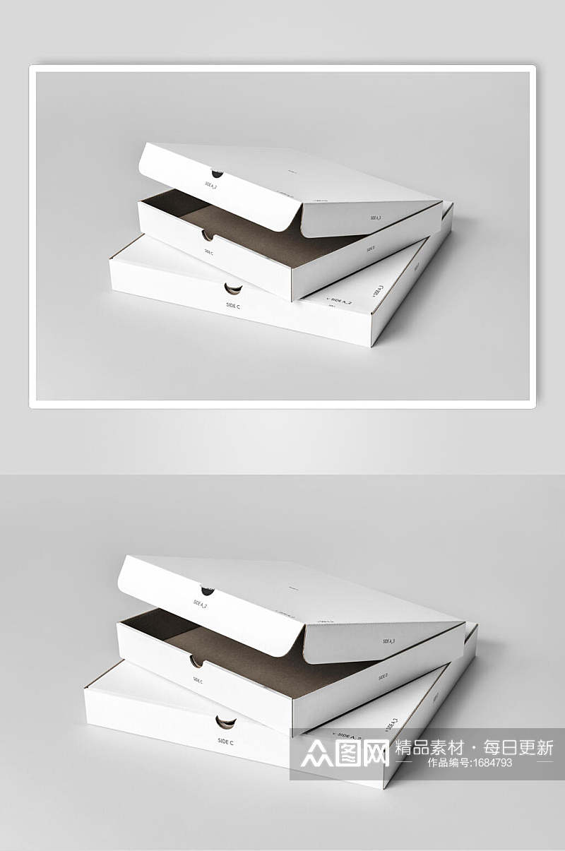 披萨包装盒纸盒样机效果图素材